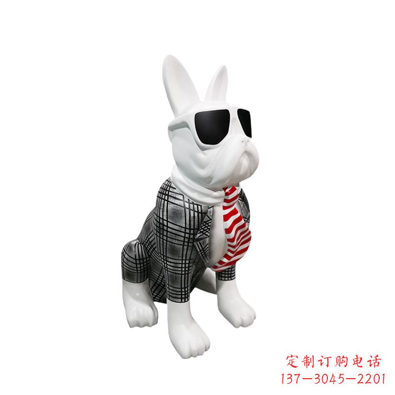 成都系领带戴墨镜的狗雕塑,商场超市美陈斗牛犬摆件