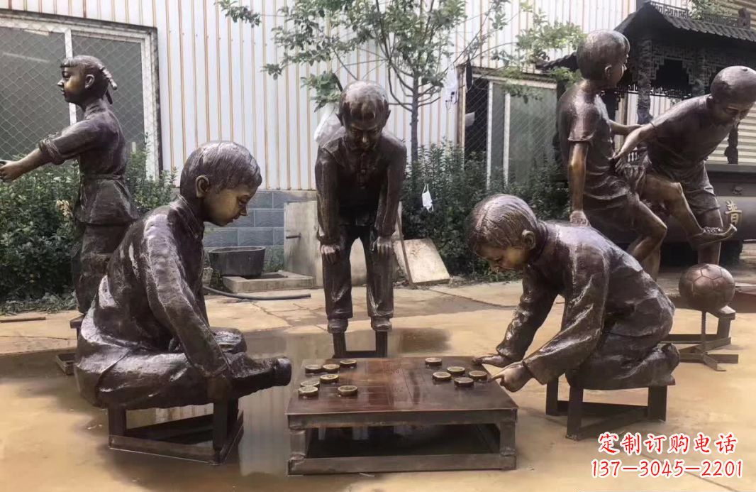 成都下象棋儿童铜雕