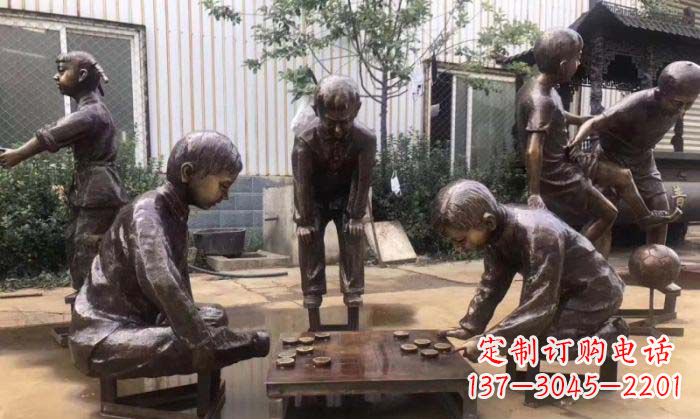 成都下象棋儿童铜雕 (2)