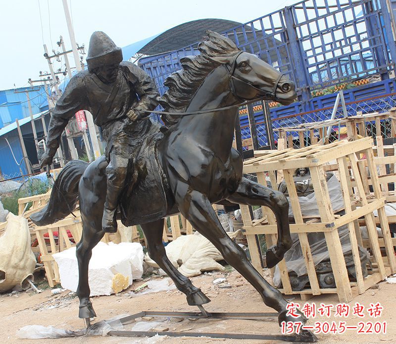 成都现代骑马人物公园景观铜雕