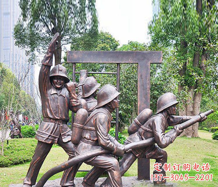 成都消防员人物铜雕 (2)