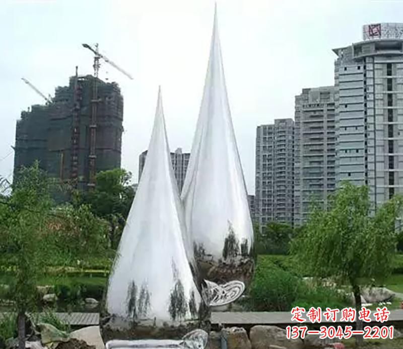 成都小区不锈钢水滴雕塑