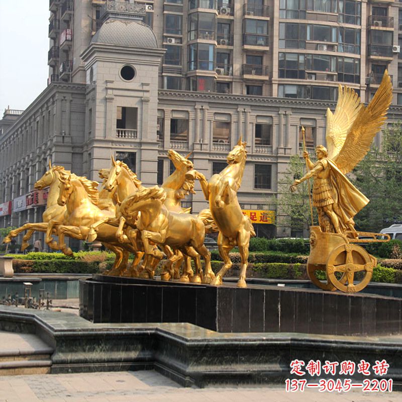 成都小区大门阿波罗战车鎏金景观铜雕