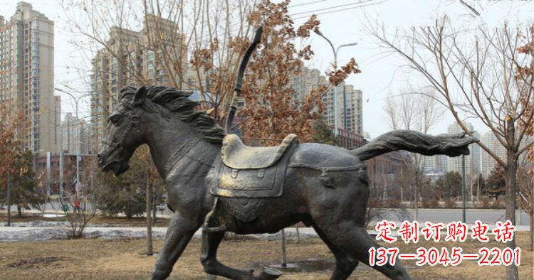 成都小区动物奔跑的马铜雕
