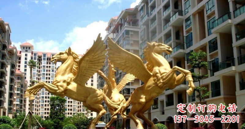 成都小区飞马动物铜雕