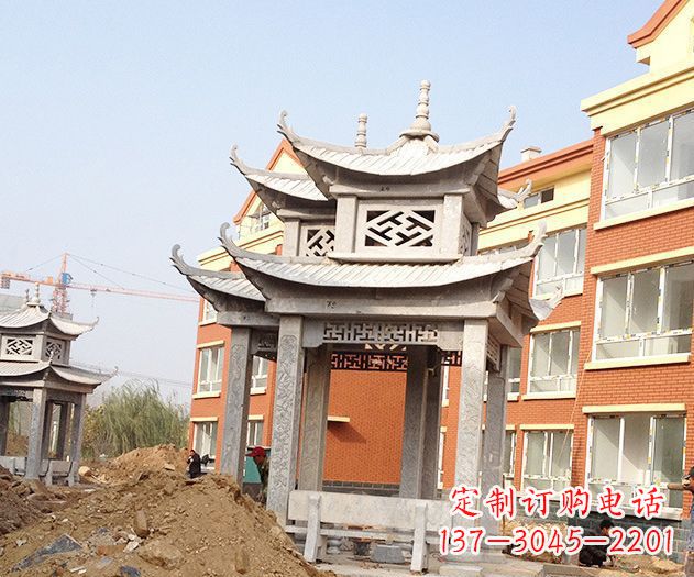 成都小区景观大理石凉亭石雕