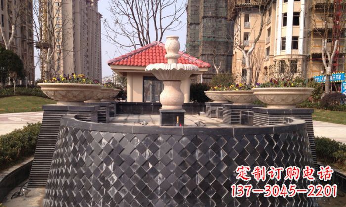 成都小区景观大理石喷泉石雕 (3)