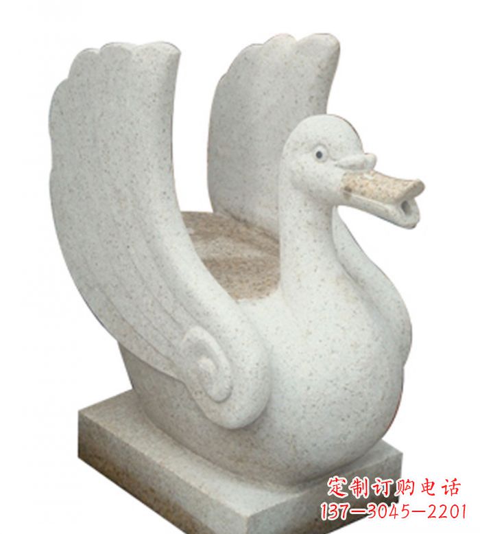 成都小区景观大理石天鹅喷泉石雕 (2)