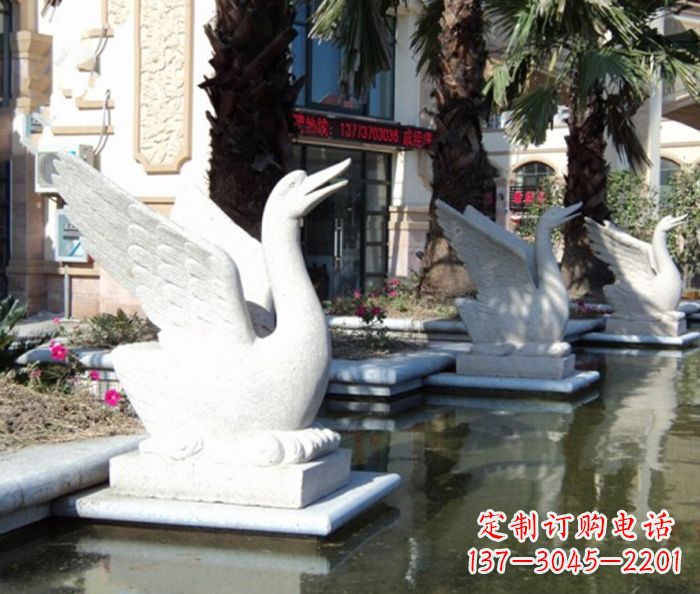 成都小区景观大理石天鹅喷泉石雕
