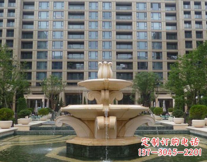 成都小区景观晚霞红喷泉石雕 (2)