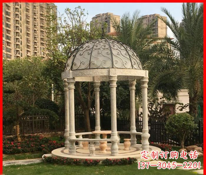 成都小区欧式圆顶凉亭石雕 (2)