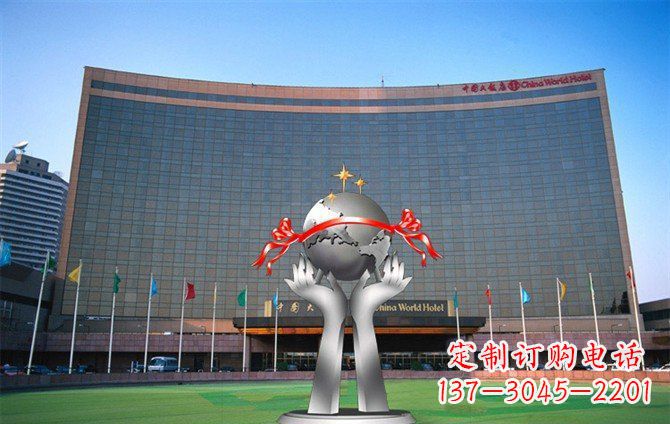 成都校园不锈钢双手捧地球雕塑
