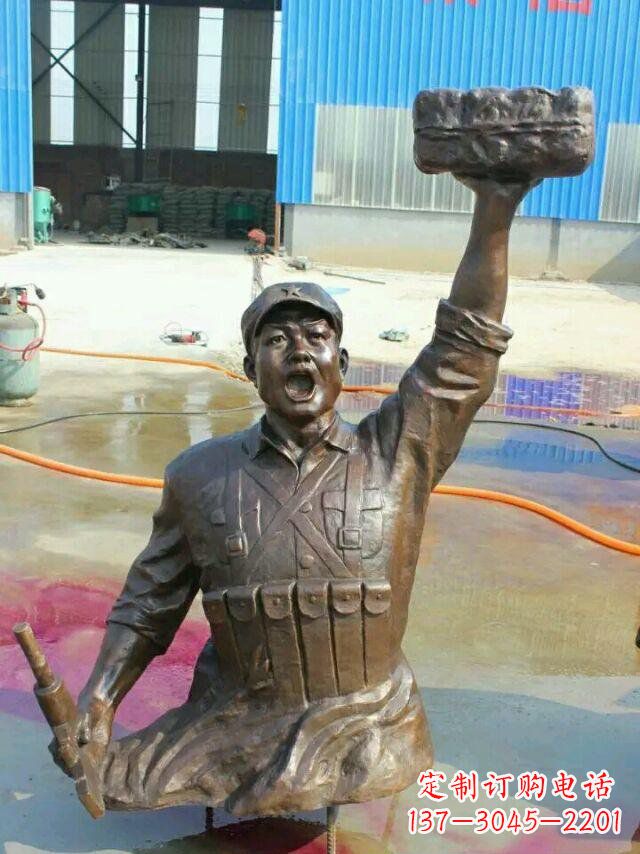 成都校园董存瑞名人铜雕
