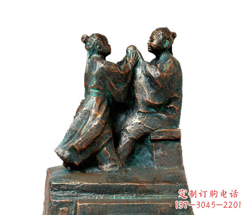 成都校园古代孔融让梨人物铜雕