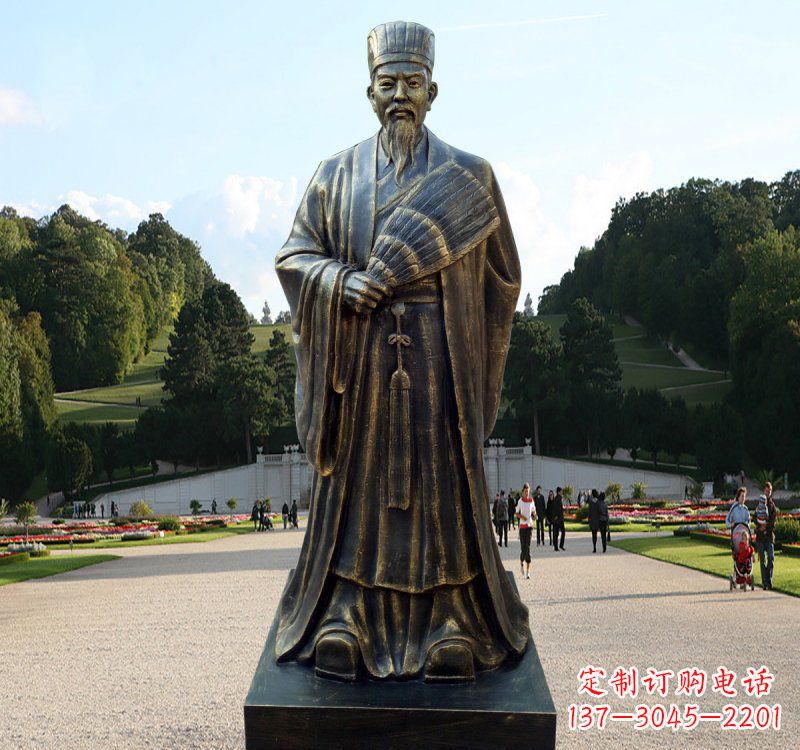成都校园古代名人诸葛亮铜雕