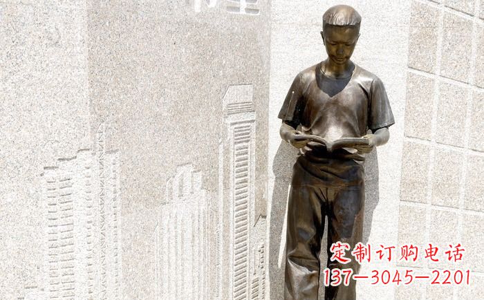 成都校园看书的学生人物铜雕