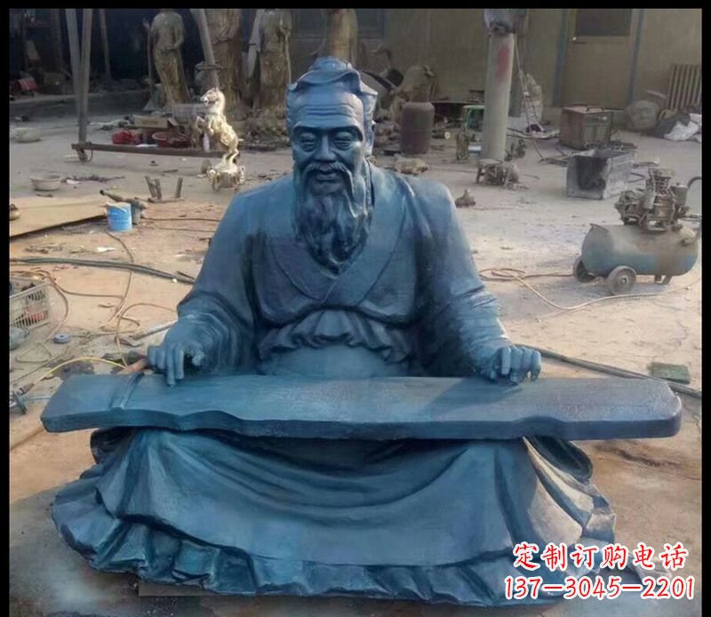 成都校园孔子弹琴铜雕