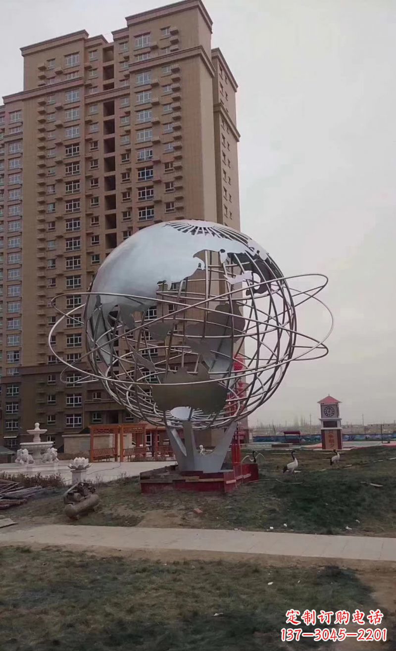 成都校园镂空不锈钢地球仪雕塑