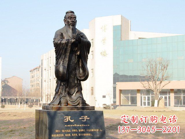 成都校园名人孔子铜雕 (2)