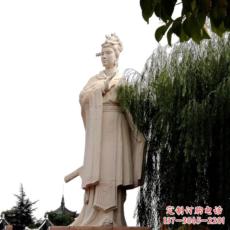 成都虞姬砂岩石雕-景区园林古代人物著名美女雕像