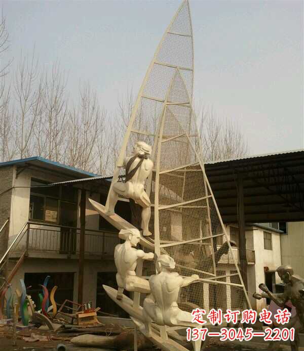 成都园林不锈钢帆船景观雕塑