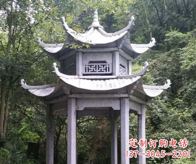 成都园林仿古石凉亭景观石雕 (3)