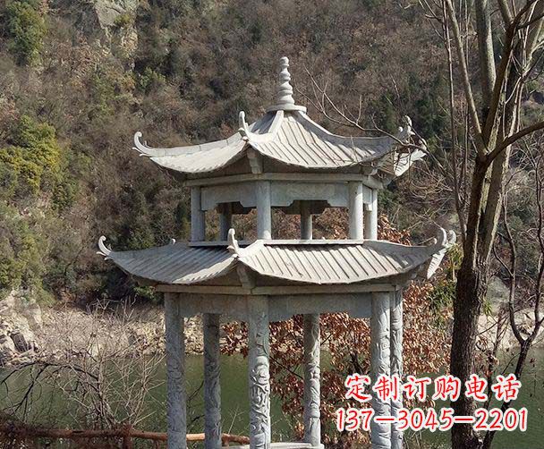 成都园林仿古双层石雕凉亭