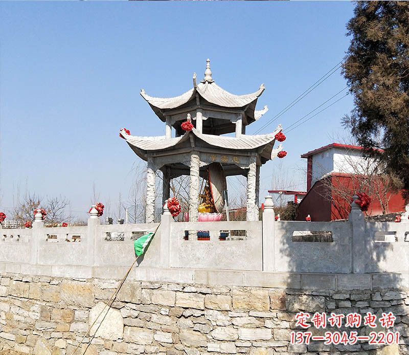成都园林仿古双层石凉亭景观石雕 (3)