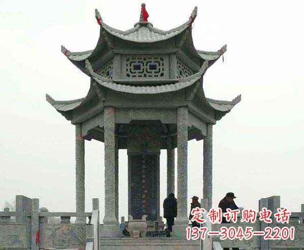 成都园林仿古双层石凉亭景观石雕