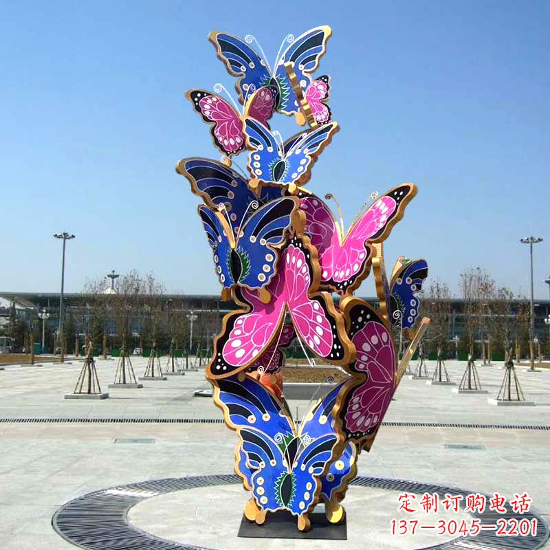 成都园林广场蝴蝶不锈钢动物景观雕塑