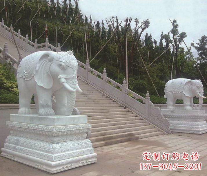 成都园林汉白玉大象景观石雕