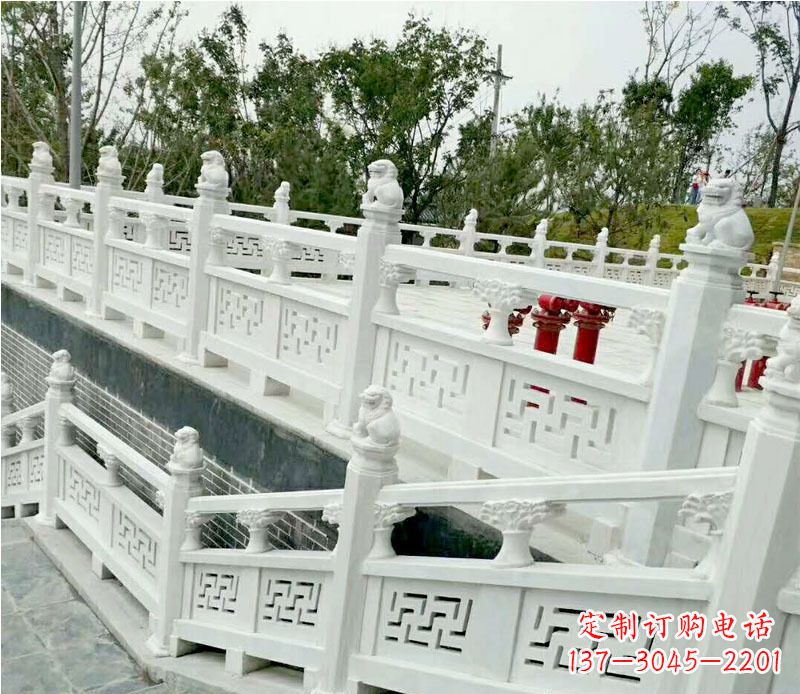 成都园林汉白玉栏板景观石雕 (2)