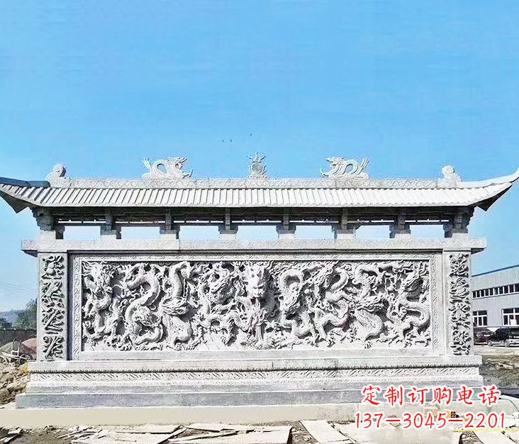 成都园林龙浮雕影壁墙景观石雕