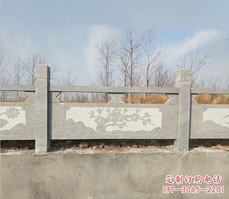成都园林梅花石浮雕栏板景观石雕