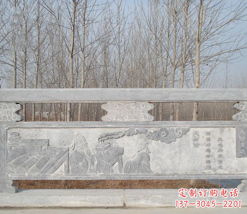 成都园林石浮雕栏板景观石雕 (3)