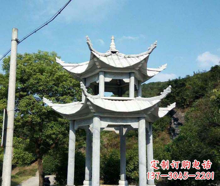 成都园林双层凉亭石雕