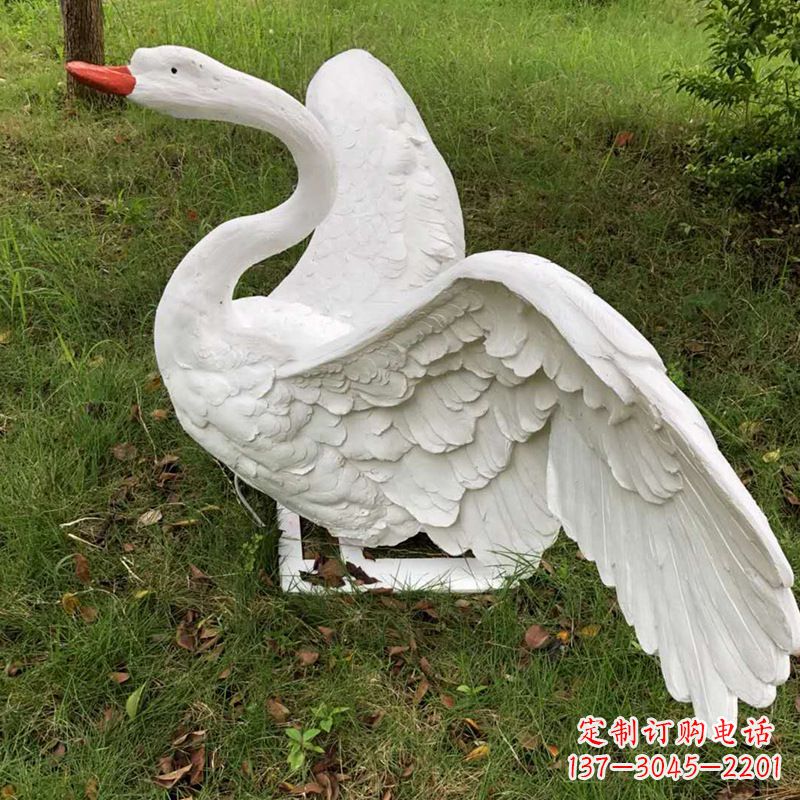 成都展翅飞翔白天鹅仿真发光动物雕塑
