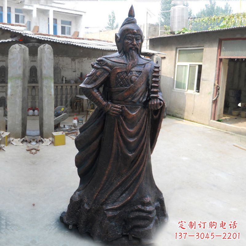 成都战神托塔天王李靖铸铜雕塑