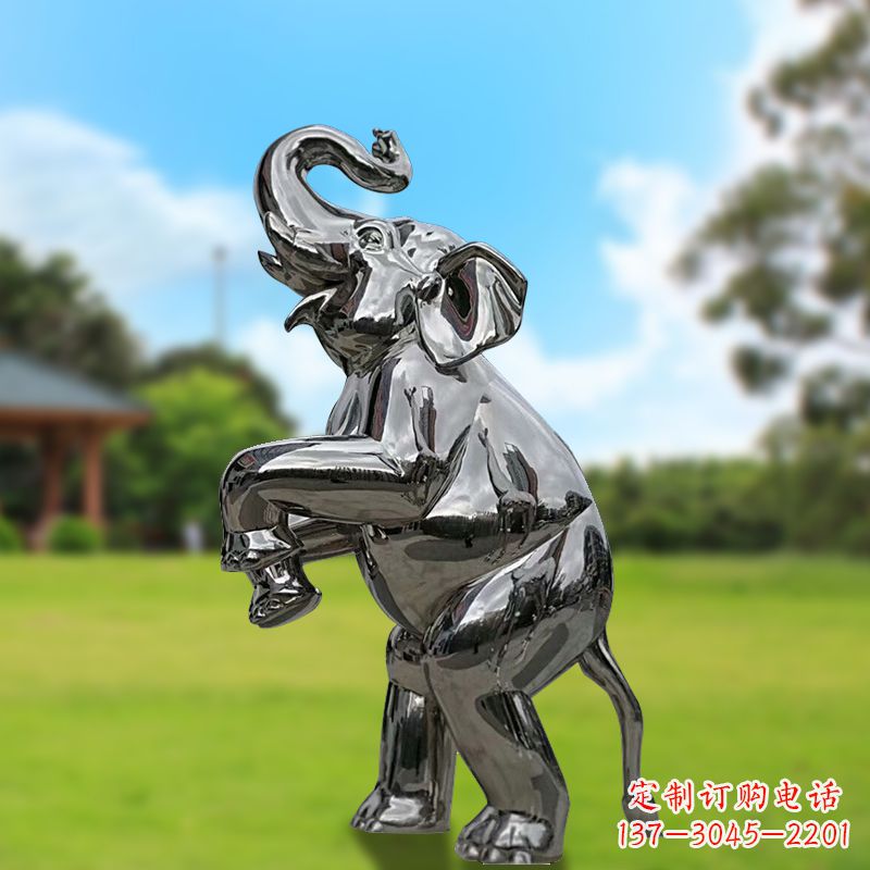 成都站立的不锈钢小象雕塑