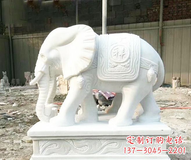 成都招财动物汉白玉大象石雕 (3)
