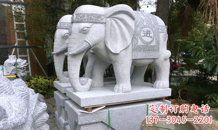 成都招财进宝大理石门口大象雕塑