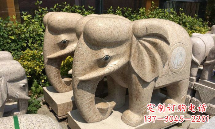 成都招财进宝砂岩大象石雕
