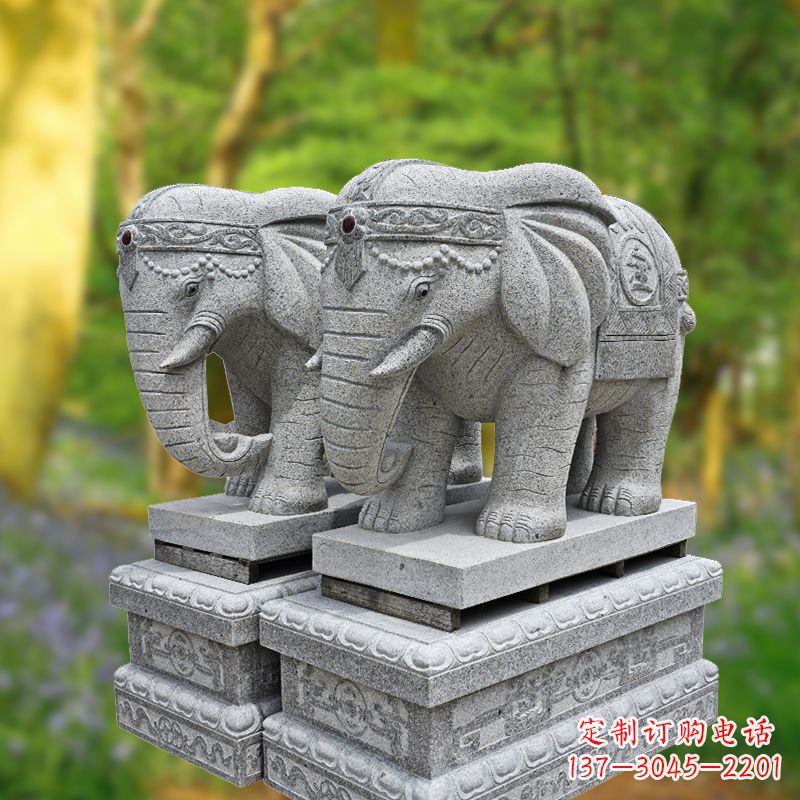 成都招财纳福石雕大象