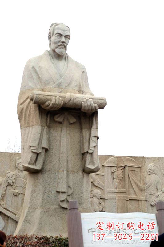 成都中国历史名人北宋绘画大师清明上河图画家张择端汉白玉石雕像