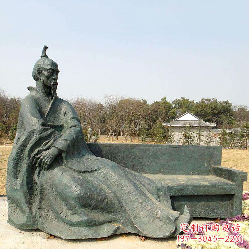 成都中国明末清初知名画家八大山人(朱耷)雕塑塑像-公园历史名人铜雕像