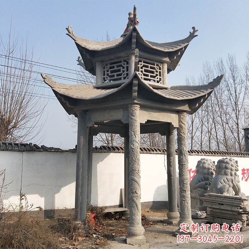 成都中式双层石雕凉亭