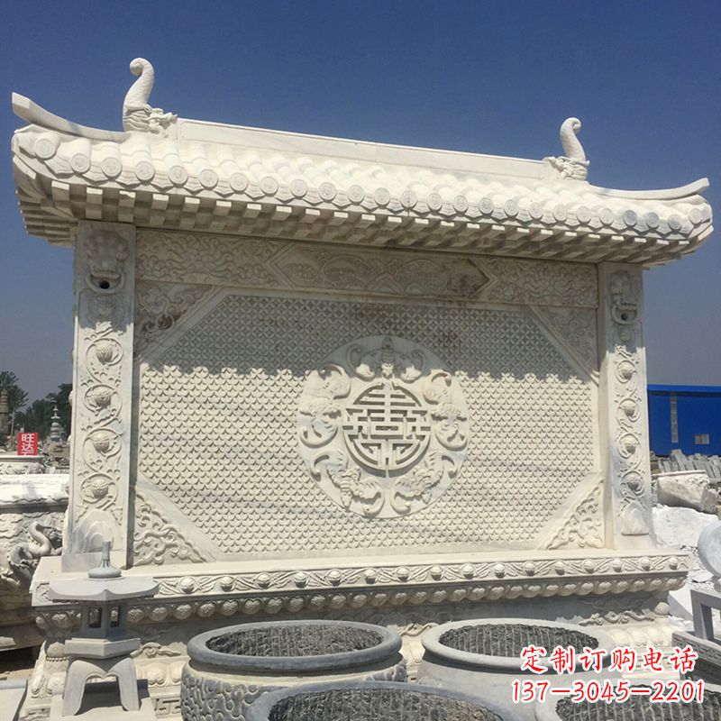成都中式庭院影壁石雕-中国古建大门萧墙
