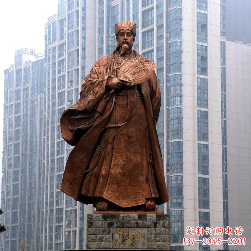 成都诸葛亮城市景观铜雕像-中国古代著名人物三国谋士卧龙先生雕塑