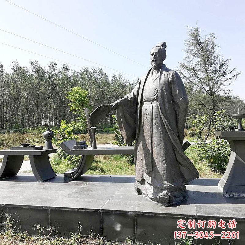 成都诸葛亮公园景观小品雕塑-三国之蜀国丞相孔明雕像