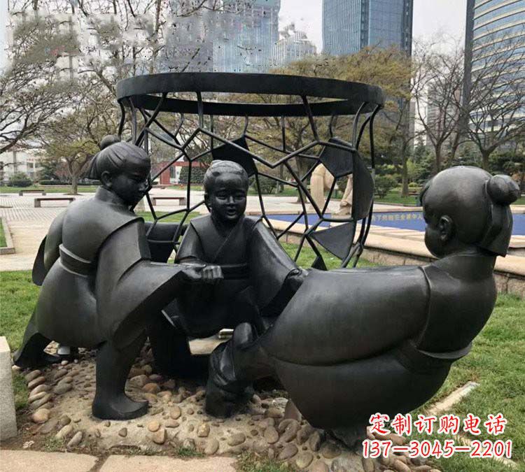 成都铸铜公园司马光砸缸儿童雕塑